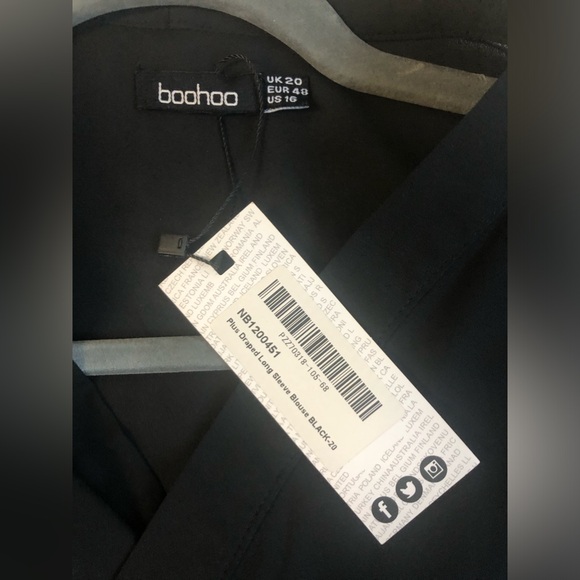 BOOHOO LONG SLEEVE DRAPED BLOUSE - Picture 2 of 4